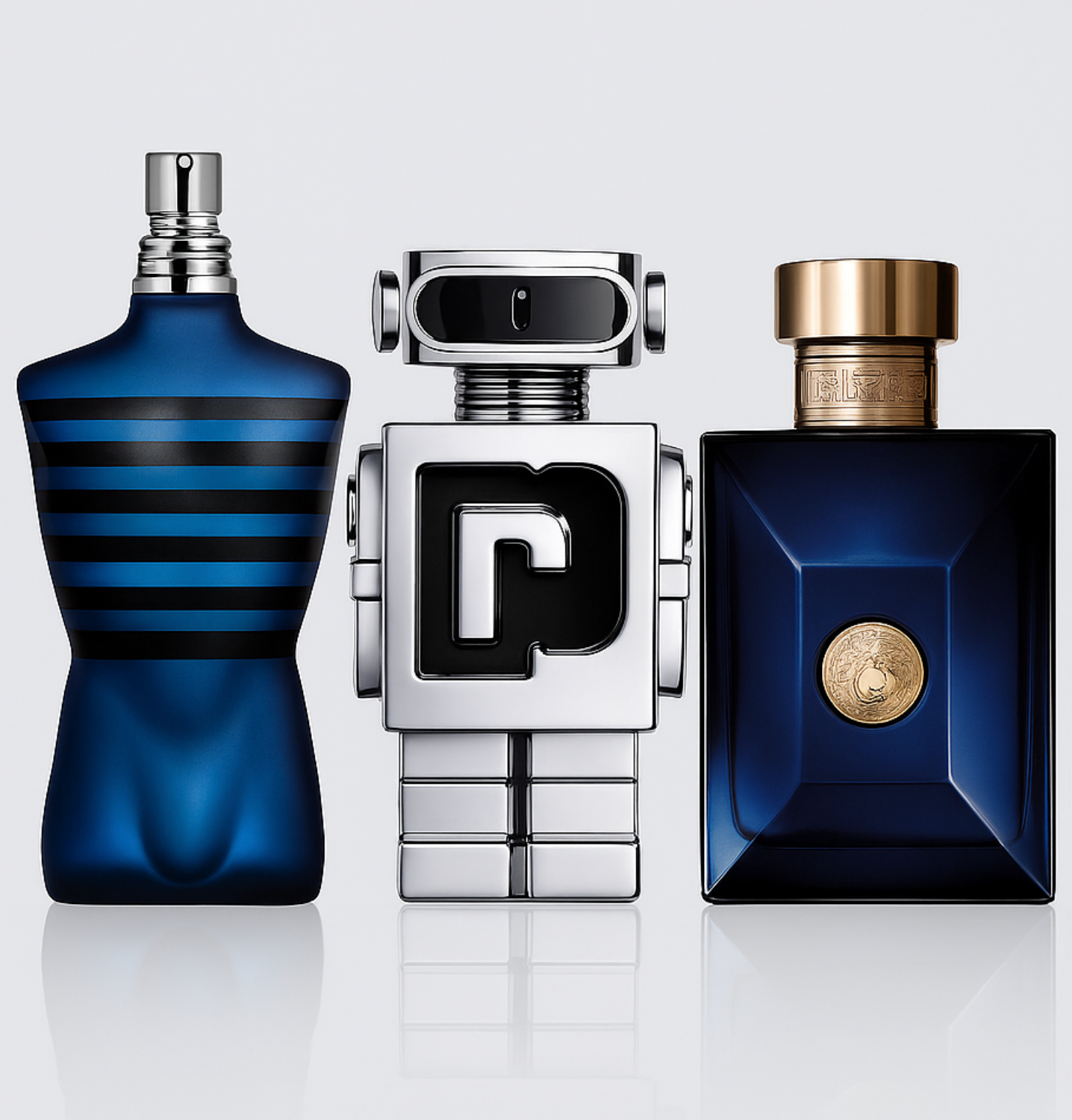 Versace DYLAN BLUE, Paco Rabanne PHANTOM y Jean Paul Gaultier ULTRA MALE