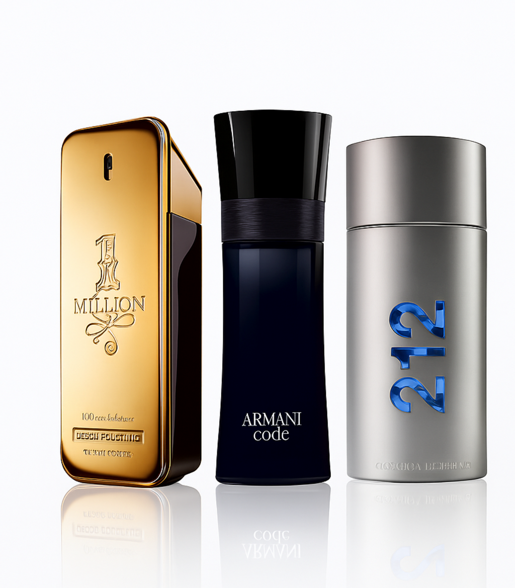 212 Men NYC, Paco Rabanne One Milion y Armani Code Homme