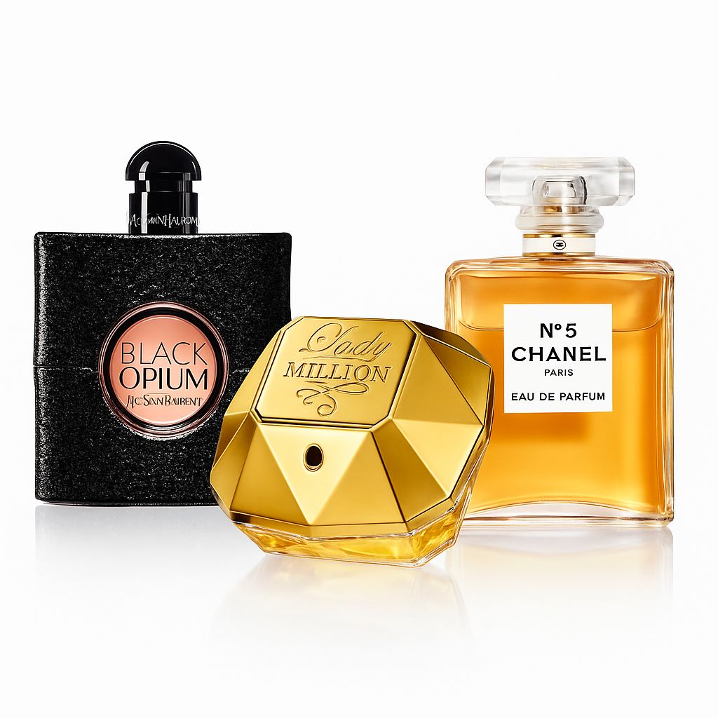 YSL Black Opium, Rabanne Lady Million & Chanel Nº5