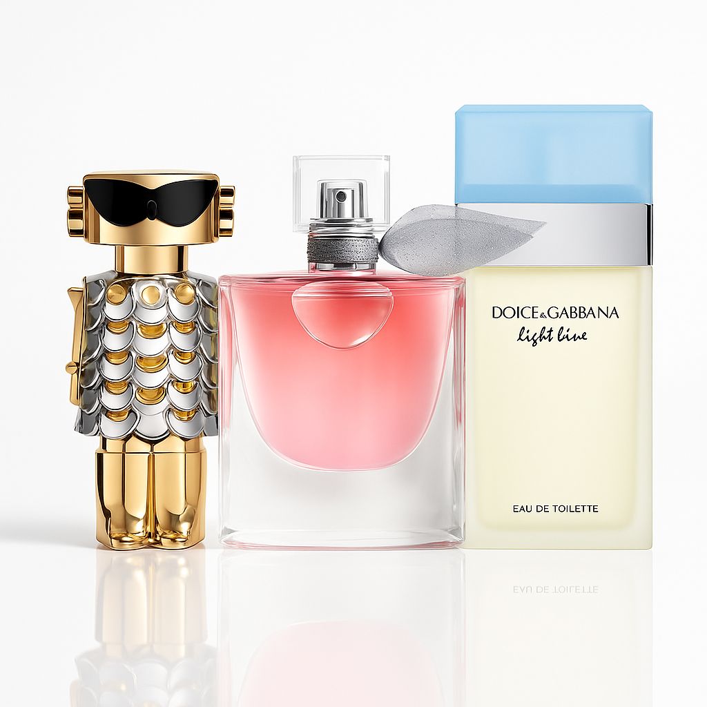 Rabanne Fame Intense, Lancôme La Vie Est Belle & Light Blue D&G