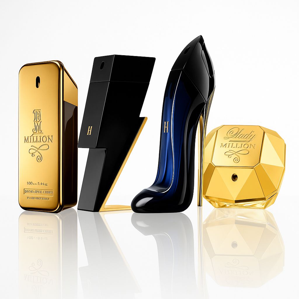 4 PERFUMES - ONE MILLION, LADY MILLION, GOOD GIRL, BAD BOY
