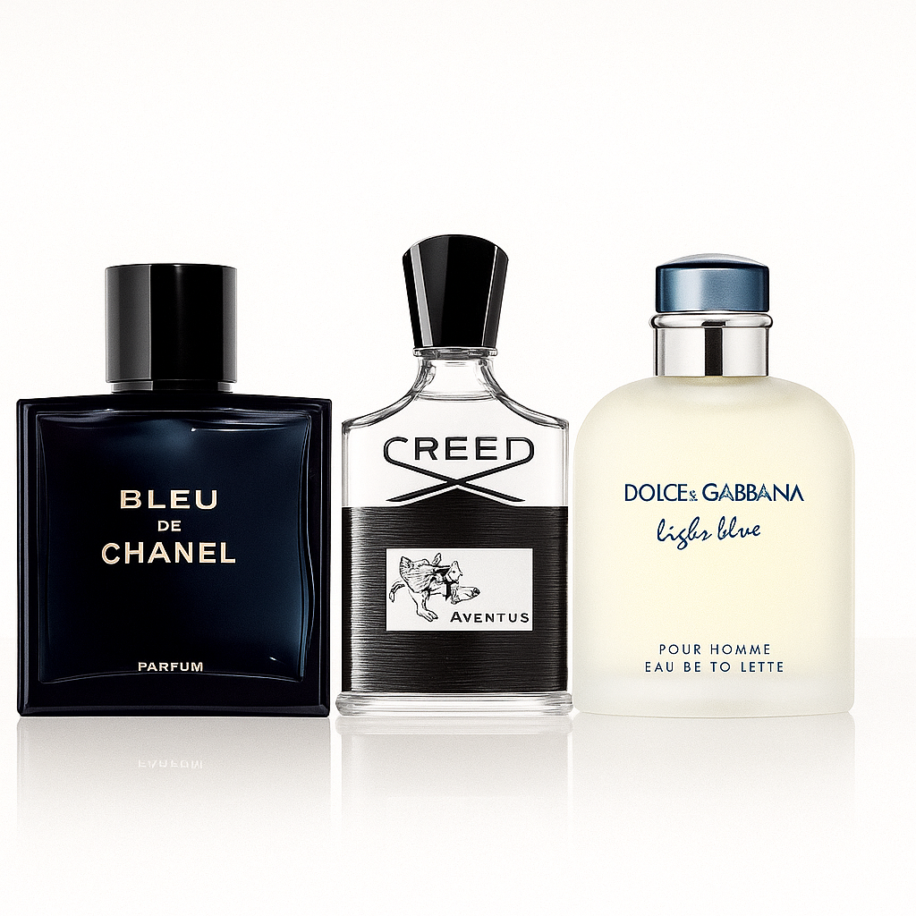 Bleu de Chanel, Creed Aventus, y Light Blue Dolce Gabbana