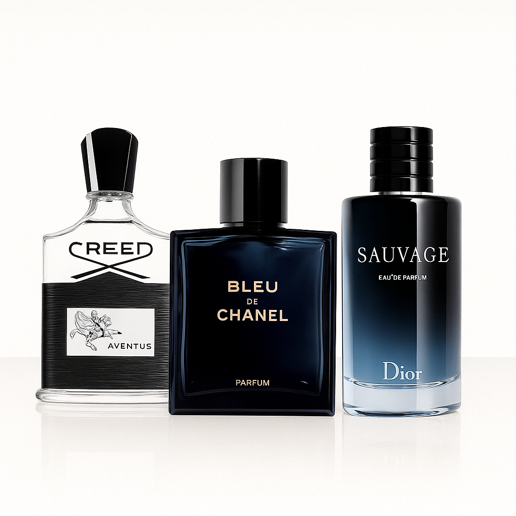 Creed AVENTUS, BLEU DE CHANEL y Dior SAUVAGE